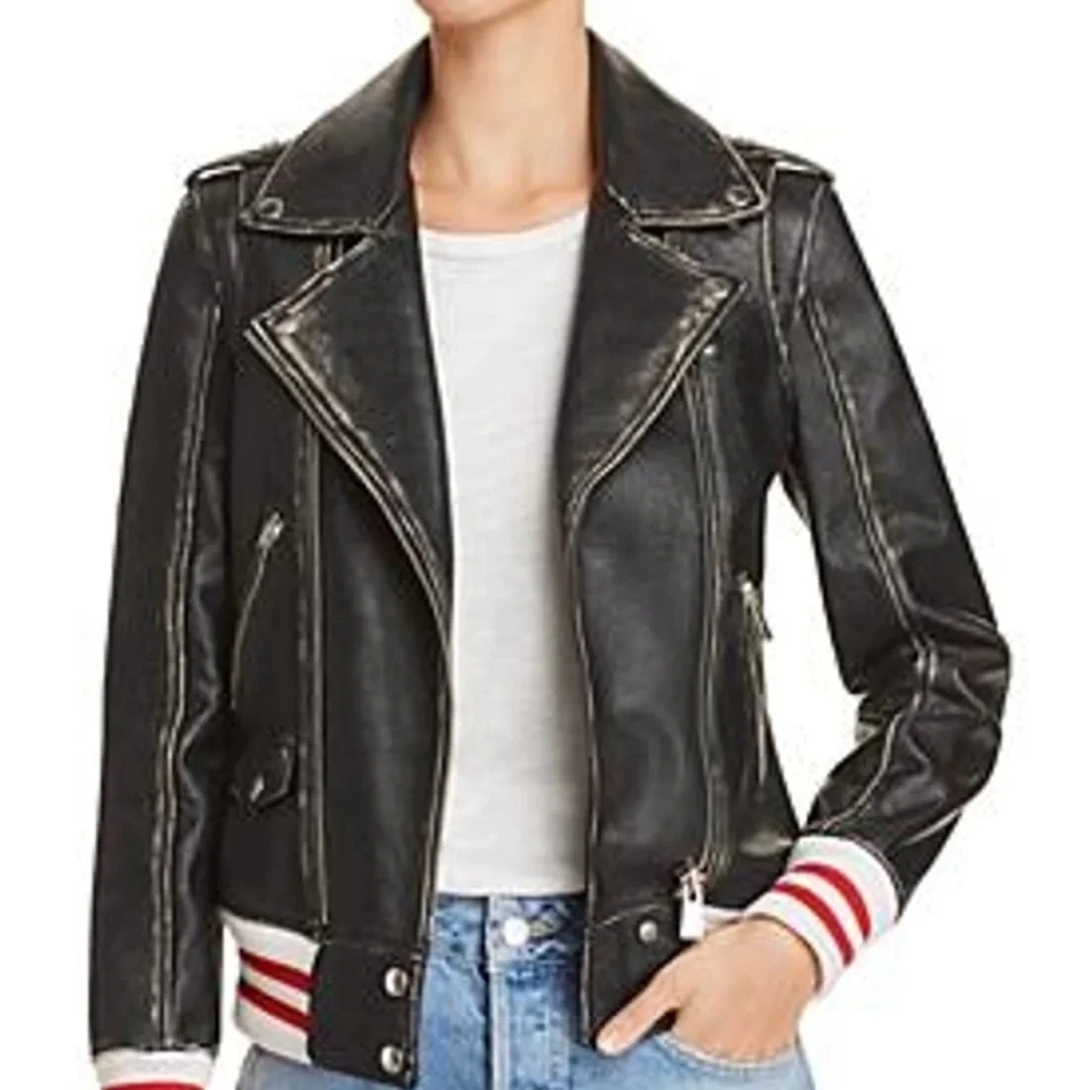 Anine Bing Quinlan Distressed Leather Moto Jacket - Picture 3 of 13